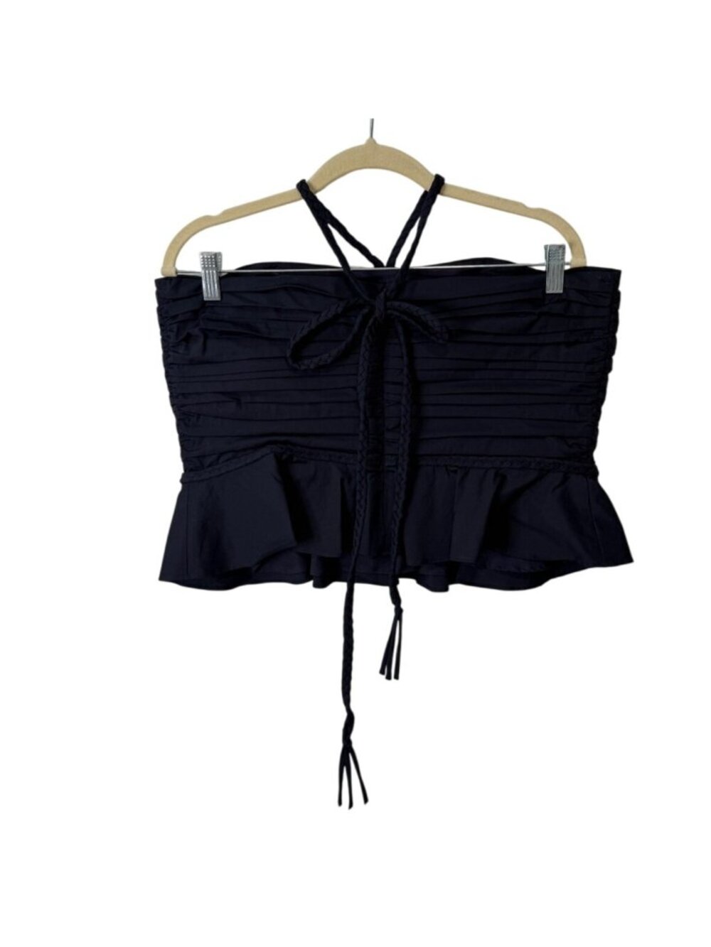Veronica Beard Womens Size 14 Sleeveless Top Arienne Ruched Halter Navy Blue - Picture 3 of 11